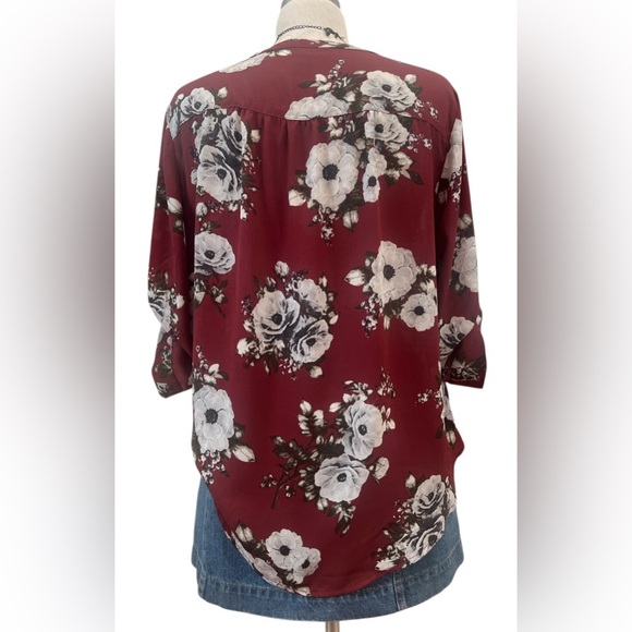 Torrid Burgundy Floral Blouse - Picture 3 of 9